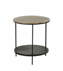 SIDE TABLE WITH SHELF BLACK AND GOLD ROUND     - CAFE, SIDE TABLES